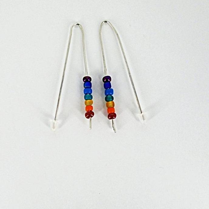 Sterling Silver Chakra Earrings With Glass Beads - South Florida Boho Boutique