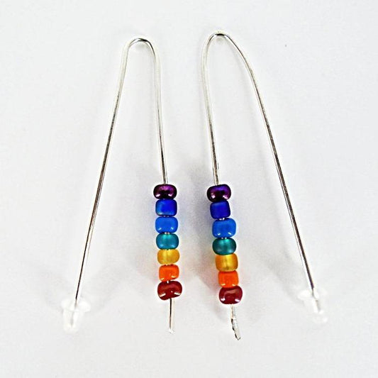 Sterling Silver Chakra Earrings With Glass Beads - South Florida Boho Boutique