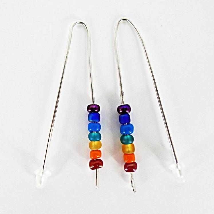 Sterling Silver Chakra Earrings With Glass Beads