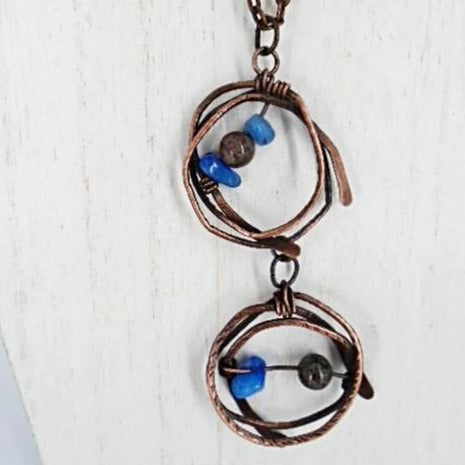 Copper Pendant Necklace With Gemstone Chips - South Florida Boho Boutique