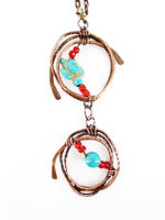 Copper Pendant Necklace With Turquoise Turtle Charm