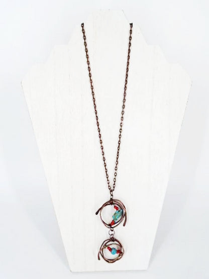 Copper Pendant Necklace With Turquoise Turtle Charm - South Florida Boho Boutique
