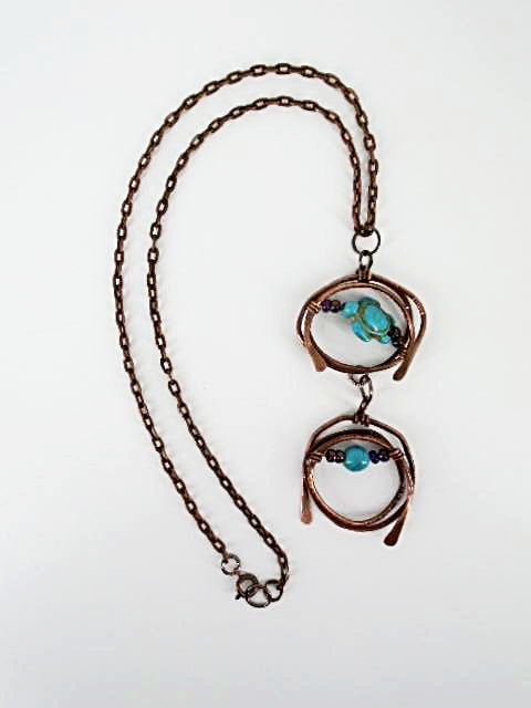 Copper Pendant Necklace With Turquoise Turtle Charm - South Florida Boho Boutique