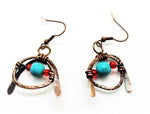 Copper Earrings Hammered And Wrapped