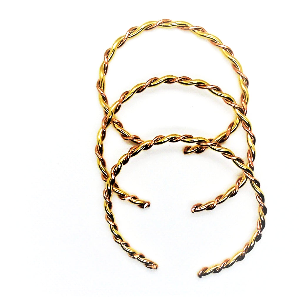 Brass-Copper Twisted Bracelet Cuff Stackable - South Florida Boho Boutique