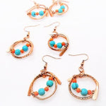 Sporty Copper Shiny Earrings  Hammered And Wrapped - Miami Dolphins Colors