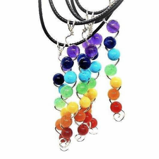 Sterling Silver Chakra Pendant Necklace, Yoga Beads - South Florida Boho Boutique