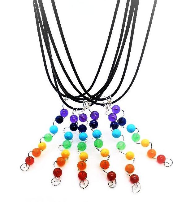 Sterling Silver Chakra Pendant Necklace, Yoga Beads - South Florida Boho Boutique
