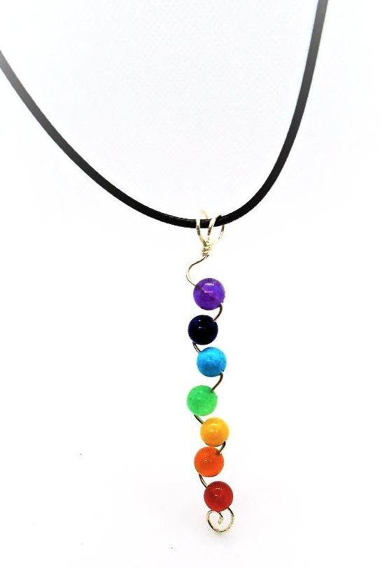 Sterling Silver Chakra Pendant Necklace, Yoga Beads - South Florida Boho Boutique