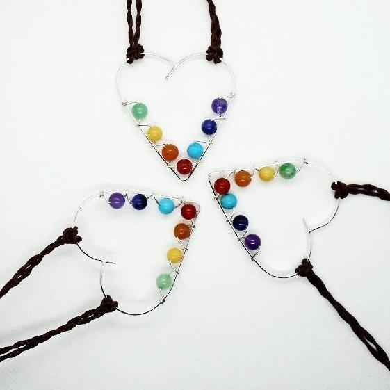 Sterling Silver Heart Chakra Pendant Necklace, Yoga Beads - South Florida Boho Boutique
