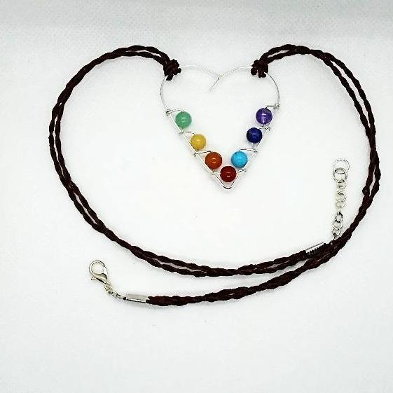 Sterling Silver Heart Chakra Pendant Necklace, Yoga Beads - South Florida Boho Boutique