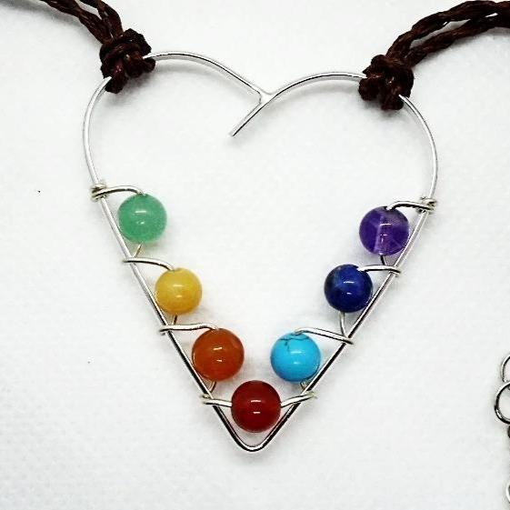 Sterling Silver Heart Chakra Pendant Necklace, Yoga Beads - South Florida Boho Boutique