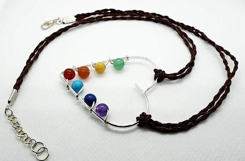 Sterling Silver Heart Chakra Pendant Necklace, Yoga Beads - South Florida Boho Boutique