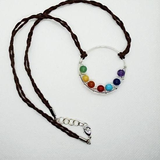 Sterling Silver Circle Chakra Pendant Necklace, Yoga Beads - South Florida Boho Boutique
