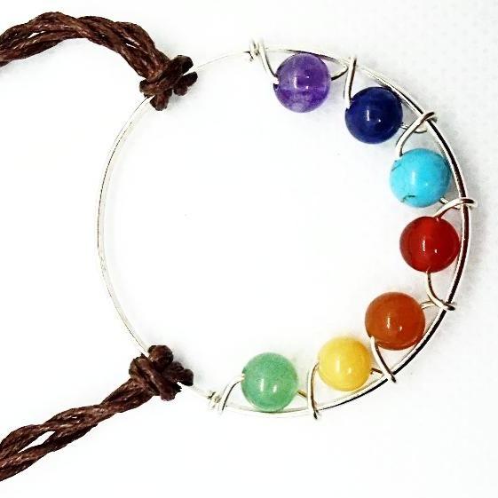 Sterling Silver Circle Chakra Pendant Necklace, Yoga Beads - South Florida Boho Boutique