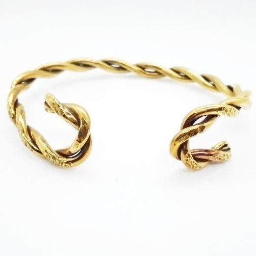 Twisted  Brass Bracelet Cuff With Twisted Ends - South Florida Boho Boutique
