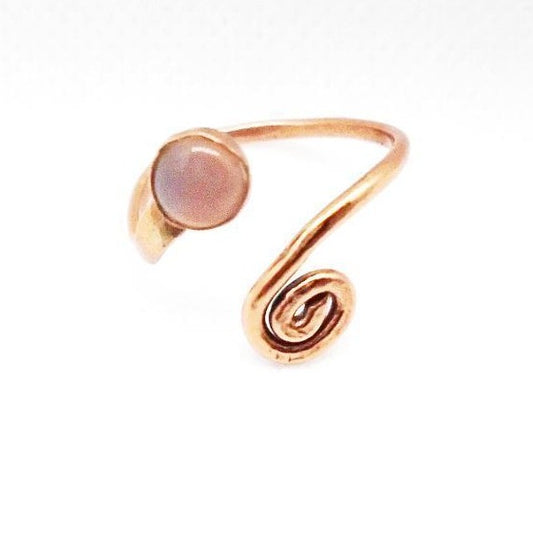 Copper Bypass Ring With Cabochons - Adjustable - South Florida Boho Boutique