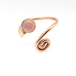 Copper Bypass Ring With Cabochons - Adjustable