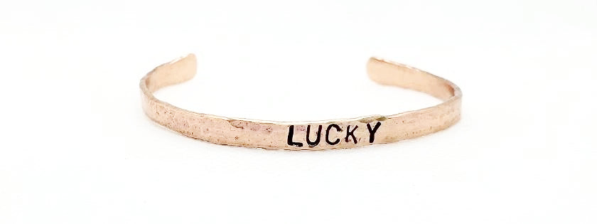 Copper Bracelet Cuff Hammered And Stamped Words and Symbols - South Florida Boho Boutique