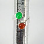 Sterling Silver Chakra Bypass Ring With Green And Orange Cabochon - Adjustable - South Florida Boho Boutique