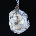Oyster Pendant-Glitter Glazed-Silver/Vintage Tone Wire Wrapped-Starfish Charm - South Florida Boho Boutique