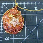 Orange Spiny Oyster Shell Pendant-Copper/Gold Wire Wrapped-Pink Starfish Charm - South Florida Boho Boutique