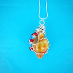 Horse Conch Seashell-Silver Tone Wire Wrapped-Multi Color Glass Beads-Beach Boho Holiday Jewelry - South Florida Boho Boutique