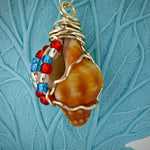 Horse Conch Seashell-Silver Tone Wire Wrapped-Multi Color Glass Beads-Beach Boho Holiday Jewelry - South Florida Boho Boutique