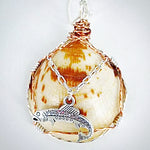 Bittersweet Clamshell Pendant-Fish Charm-Silver/Copper Wire Wrapped