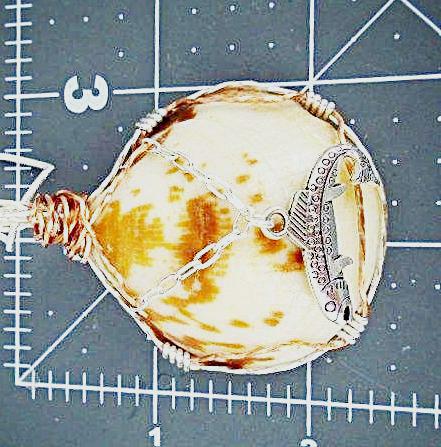 Bittersweet Clamshell Pendant-Fish Charm-Silver/Copper Wire Wrapped - South Florida Boho Boutique