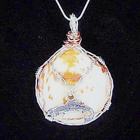 Bittersweet Clamshell Pendant-Fish Charm-Silver/Copper Wire Wrapped - South Florida Boho Boutique