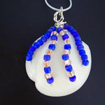 Lucina Seashell Wire Wrapped Pendant-Opaque Purple/Silver Glass Beads-Silver-Boho Style - South Florida Boho Boutique