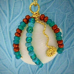 Lucina Seashell Pendant-Gold Wire Wrapped-Multi Color Glass Beads-Beach Boho - South Florida Boho Boutique
