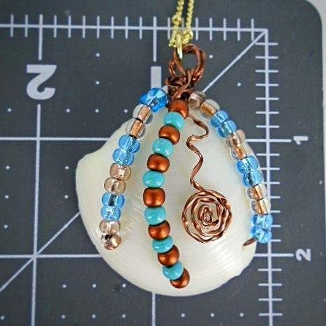 Lucina Seashell Pendant-Vintage Wire Wrapped-Color Glass Beads-Beach Boho - South Florida Boho Boutique