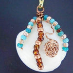 White Lucina Seashell Pendant,Vintage Wire Wrapped,Multi Color Glass Beads - South Florida Boho Boutique
