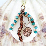 White Lucina Seashell Pendant,Vintage Wire Wrapped,Multi Color Glass Beads - South Florida Boho Boutique