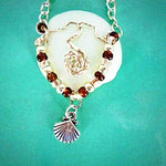 Natural Lucina Seashell Pendant-Silver Wire Wrap-Color Glass Beads-Boho Style - South Florida Boho Boutique