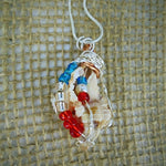 Natural Apple Murex Pendant-Wire Wrapped-Colored Beads-Beach Boho-USA