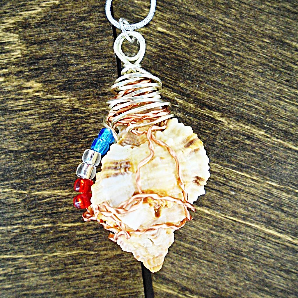 Apple Murex Seashell Pendant-Multi Color Wire Wrapped-Multi Color Beads-Beach Boho - South Florida Boho Boutique