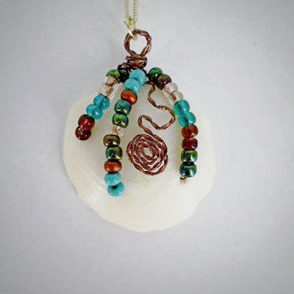 Lucina Seashell Pendant-Vintage Wire Wrapped-Multi Color Glass Beads-Boho Style - South Florida Boho Boutique