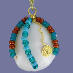Lucina Seashell Pendant-Gold Wire Wrapped-Multi Color Glass Beads-Beach Boho - South Florida Boho Boutique