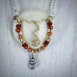 Lucina Seashell Pendant-Wire Wrapped-Multi Color Glass Beads-Boho Style - South Florida Boho Boutique
