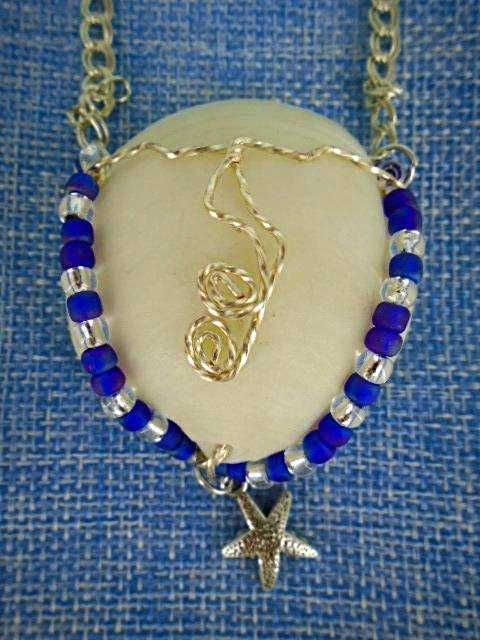 Lucina Seashell Pendant-Silver Wire Wrapped-Color Glass Beads-Boho Style - South Florida Boho Boutique