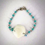 Lucina Seashell Pendant/Bracelet Set-Silver Wire Wrap-Turquoise/Blue-Glass Beads-Beach-Boho - South Florida Boho Boutique