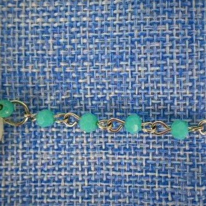 Lucina Seashell Pendant/Bracelet Set-Silver Wire Wrap-Turquoise/Blue-Glass Beads-Beach-Boho - South Florida Boho Boutique